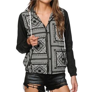 Zumiez Ninth Hall Kelis Bandana Bomber Size Large Hooded Full Zip Jacket